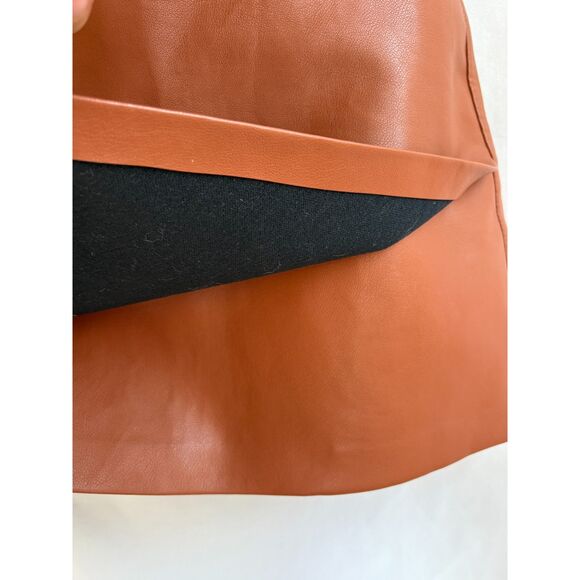 BlankNYC NEW Faux Leather Brown Mini Skirt Size 27 Asymmetrical Sexy Classic - Picture 4 of 11